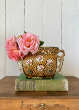 Load image into Gallery viewer, Victorian English Majolica Alhambrian Jardiniere basket mantle vase
