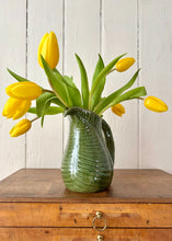 Load image into Gallery viewer, Green fern leaf majolica jug with scrolled leaf handle
