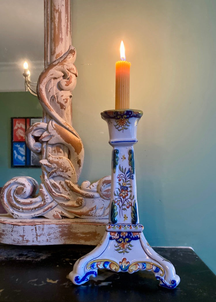 Antique French Faience candlestick