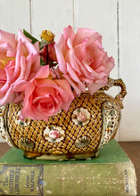 Load image into Gallery viewer, Victorian English Majolica Alhambrian Jardiniere basket mantle vase
