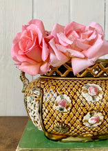 Load image into Gallery viewer, Victorian English Majolica Alhambrian Jardiniere basket mantle vase
