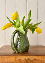 Load image into Gallery viewer, Green fern leaf majolica jug with scrolled leaf handle
