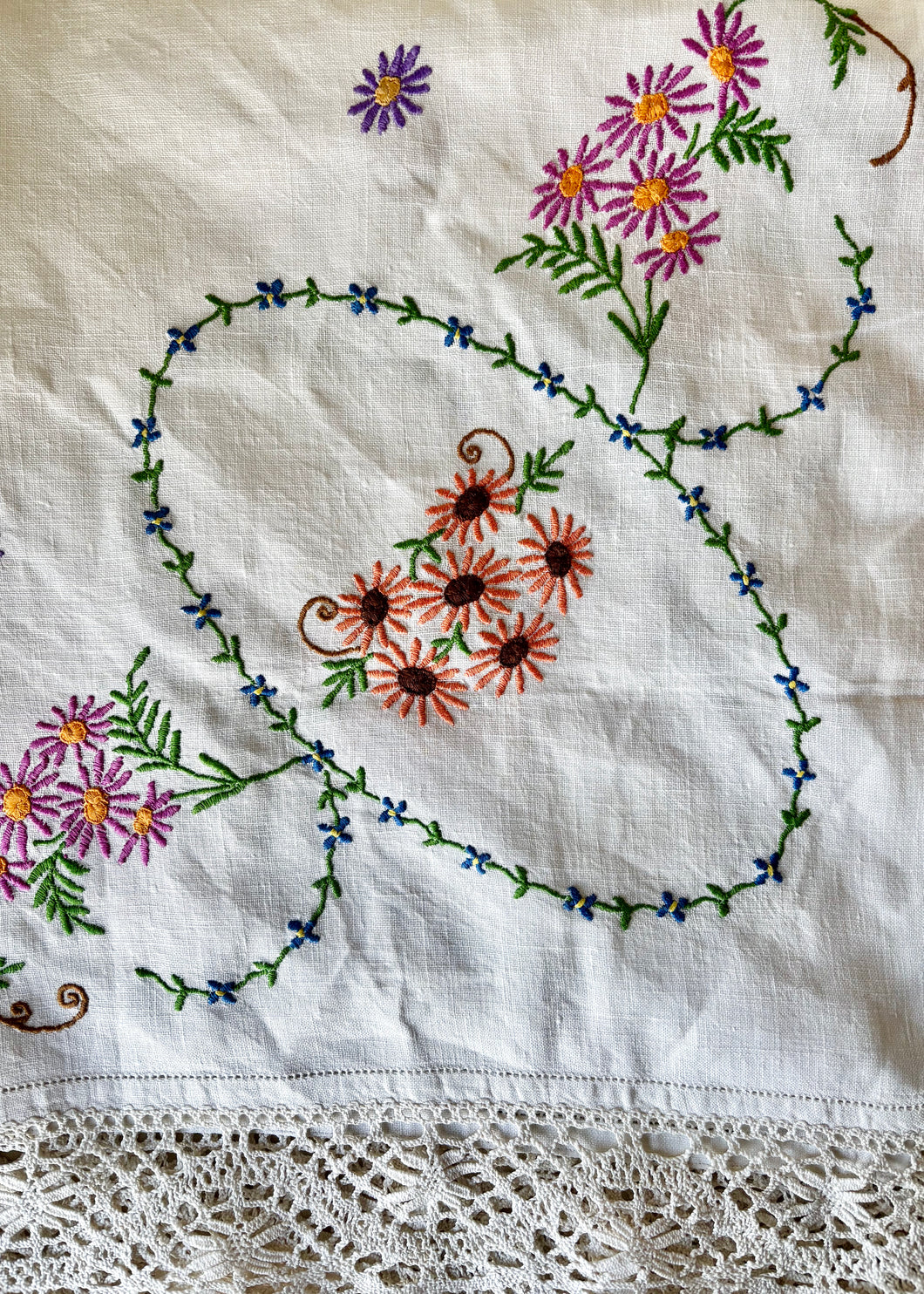 Embroidered vintage tablecloth