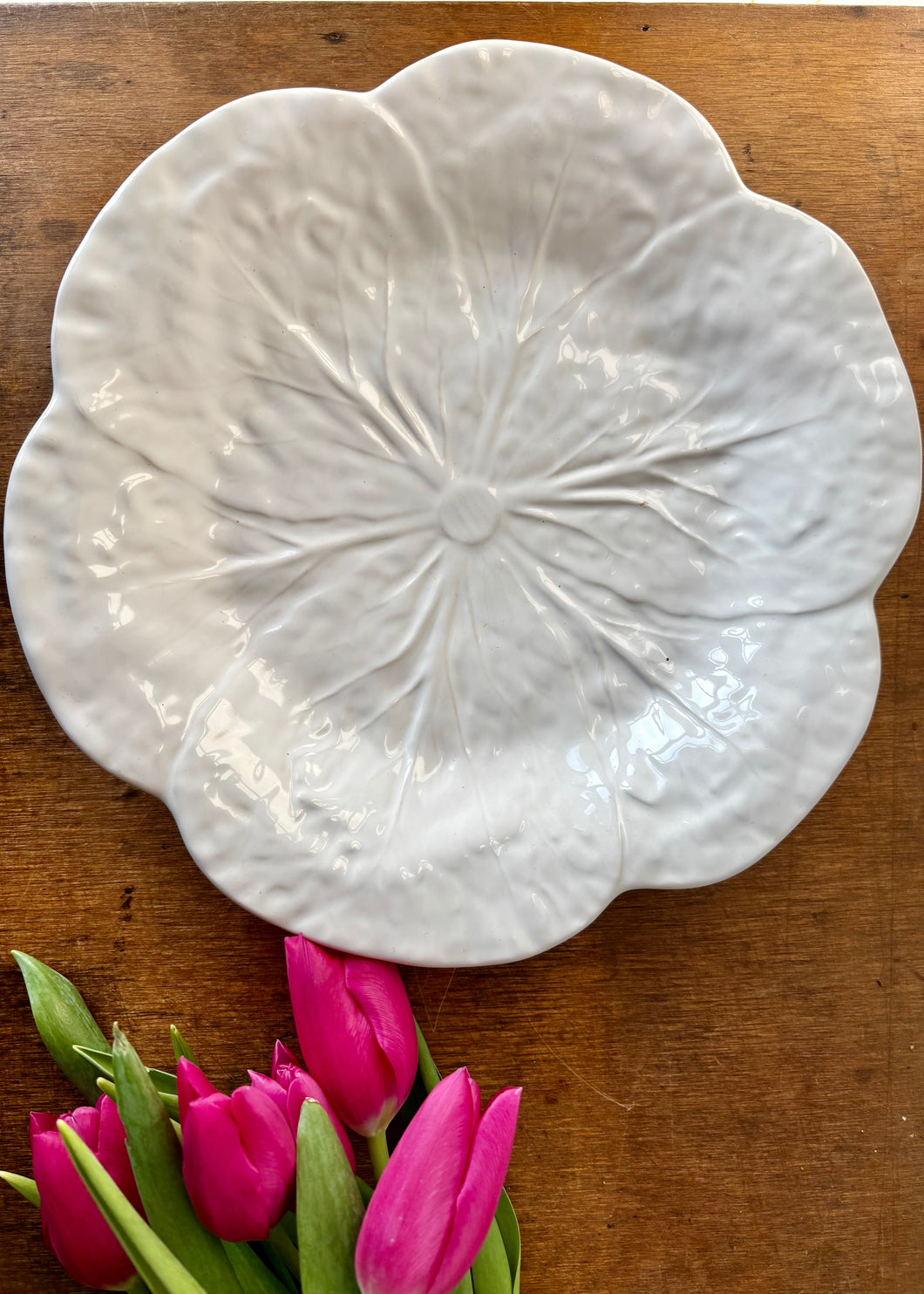 White cabbage ware plate by Bordallo Pinheiro, Portugal