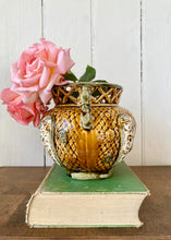 Load image into Gallery viewer, Victorian English Majolica Alhambrian Jardiniere basket mantle vase
