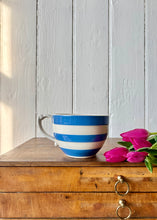 Load image into Gallery viewer, Extra large blue and white striped tea cup
