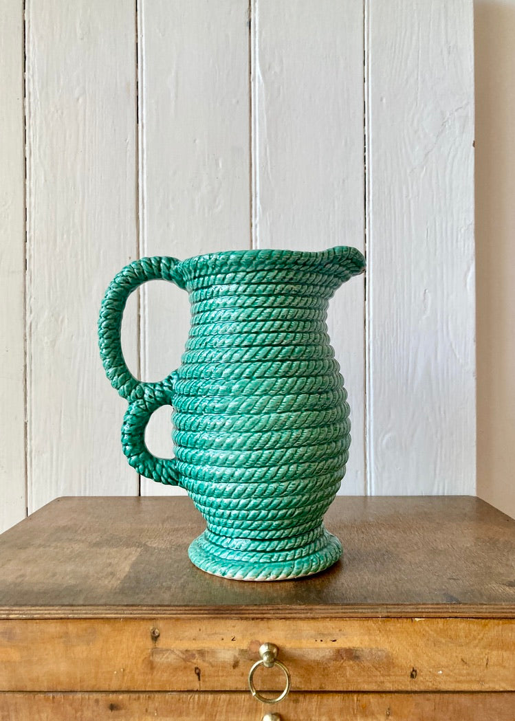 Large Govancroft two-handled green rope jug