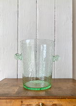 Load image into Gallery viewer, Hand blown pale green bubble glass wine cooler/champagne bucket
