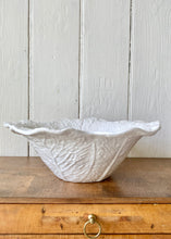 Load image into Gallery viewer, Large white cabbage ware salad bowl by Bordallo Pinheiro
