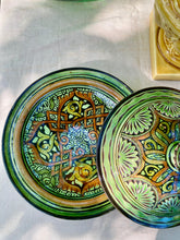 Load image into Gallery viewer, A two piece tableware set of vintage Safi Morrocan sharing platter and covered dish
