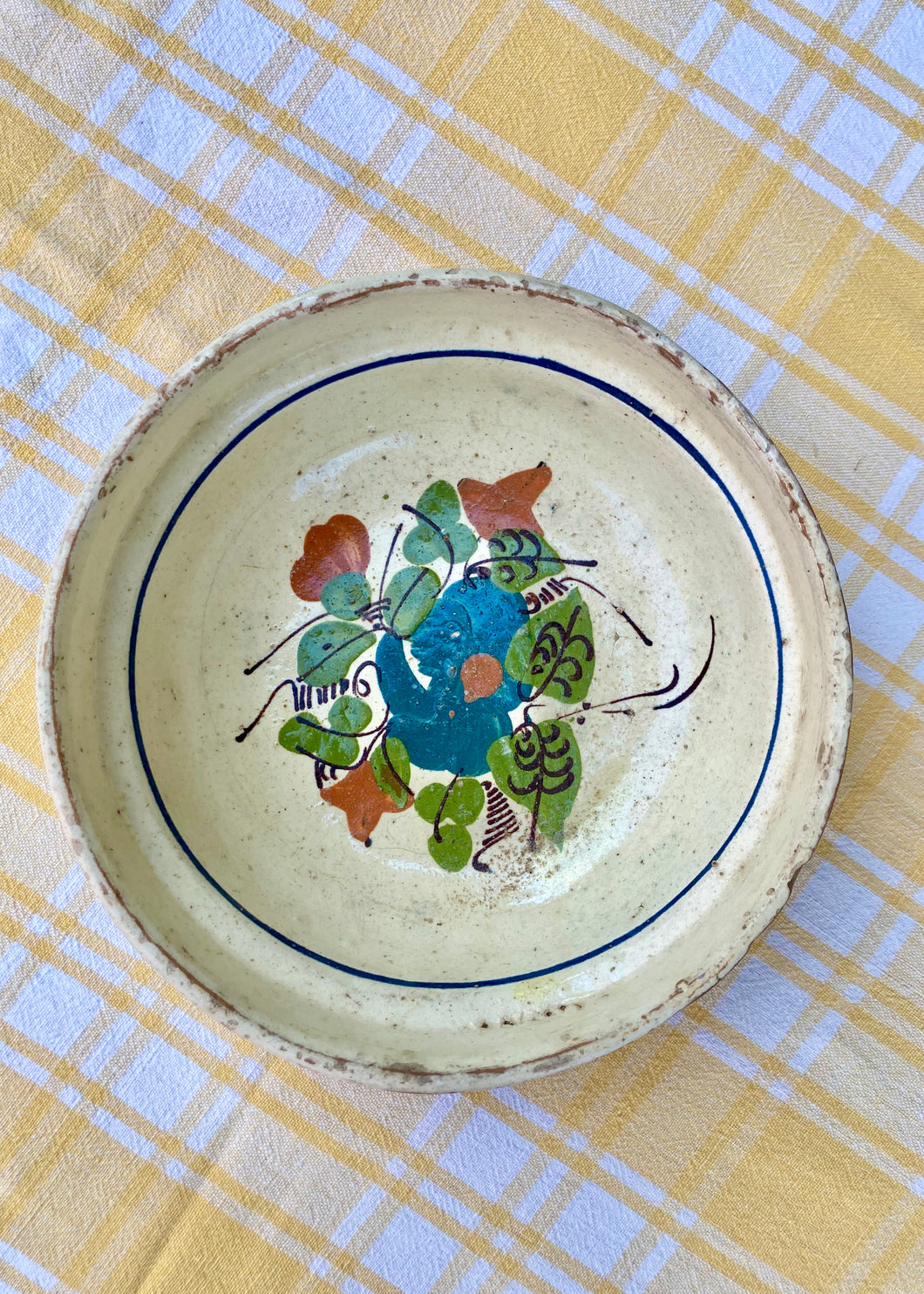 Rustic Romanian bowl hand thrown and decorated