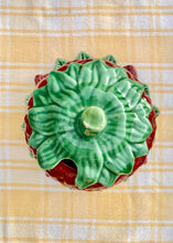 Load image into Gallery viewer, A rare large strawberry pot with lid and plate by Bordallo Pinheiro
