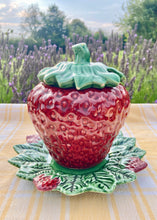 Load image into Gallery viewer, A rare large strawberry pot with lid and plate by Bordallo Pinheiro
