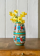 Load image into Gallery viewer, Floral Italian vase with turquoise detailing
