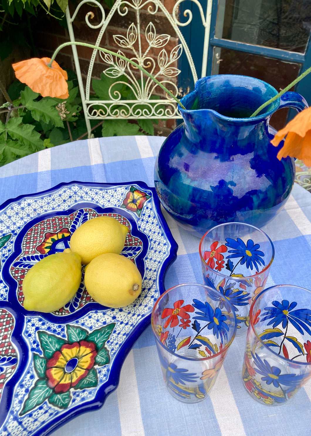 A fun floral set of six tall glasses