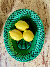 Load image into Gallery viewer, Antique 19th Century oval green majolica cake stand Minton
