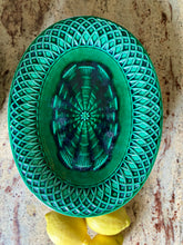 Load image into Gallery viewer, Antique 19th Century oval green majolica cake stand Minton
