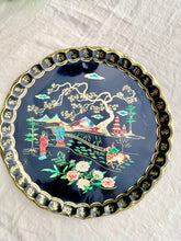 Load image into Gallery viewer, Black toleware oriental style &#39;Cathay&#39; circular tray
