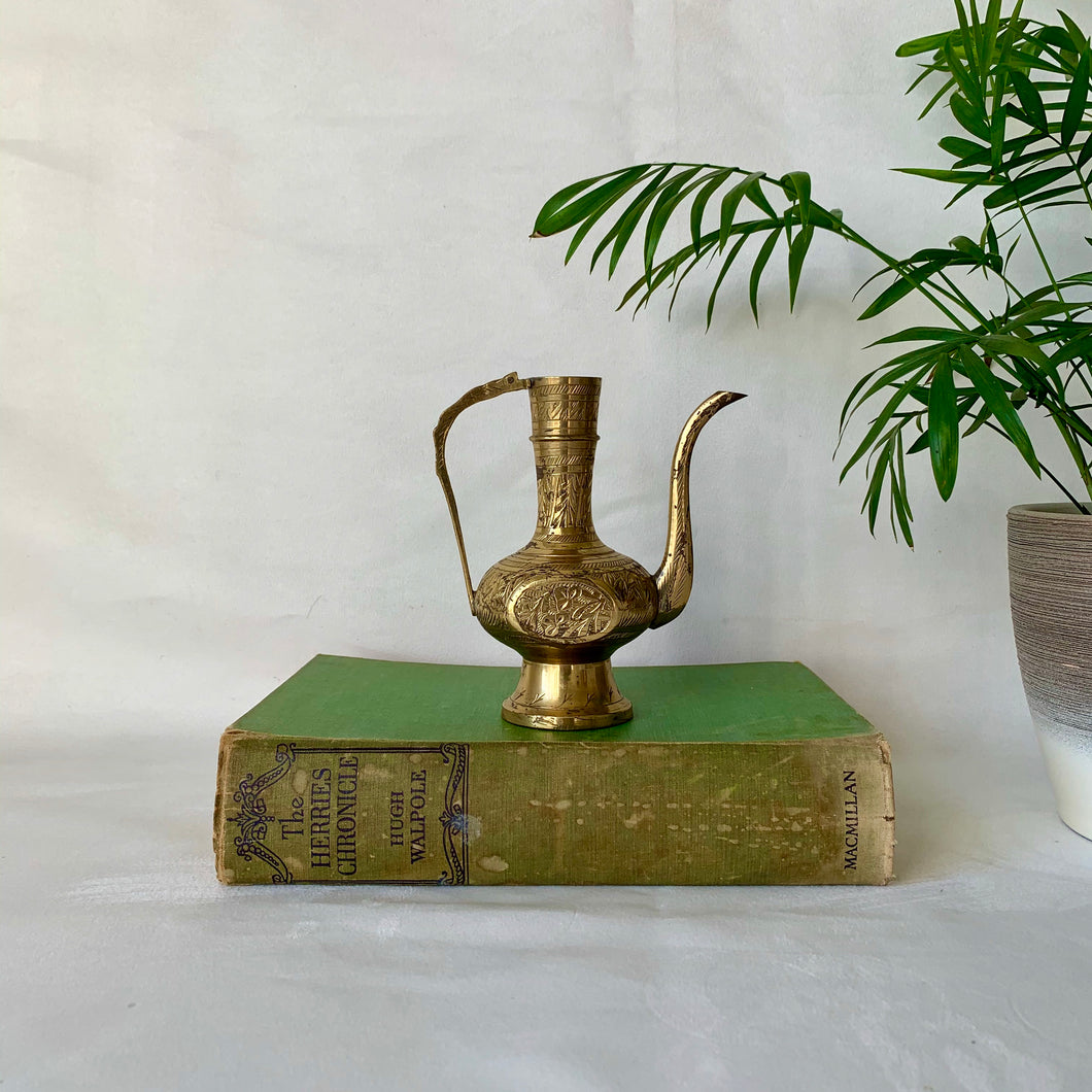 Eastern style engraved brass mini coffee pot